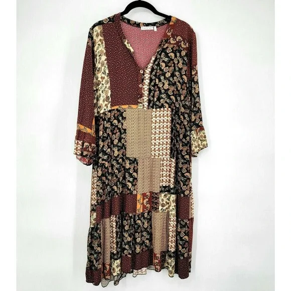 Vasana | Dresses | Vasna Womens Large Hippie Chic Patchwork Shabby Dress  Multi Boho Casual | Poshmark